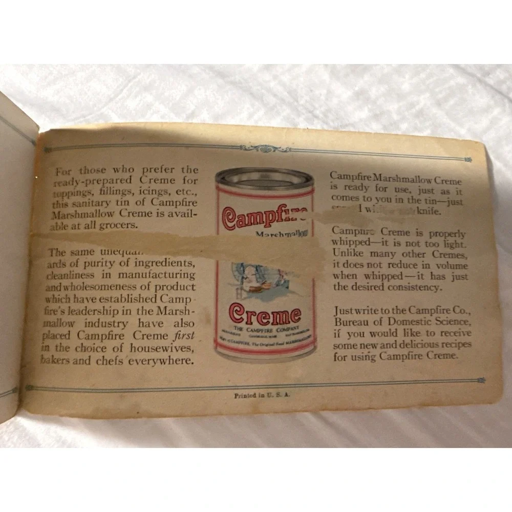 Vintage little Book A Book Of‎ 150 Recipes prepared With Campfire Marshmallows